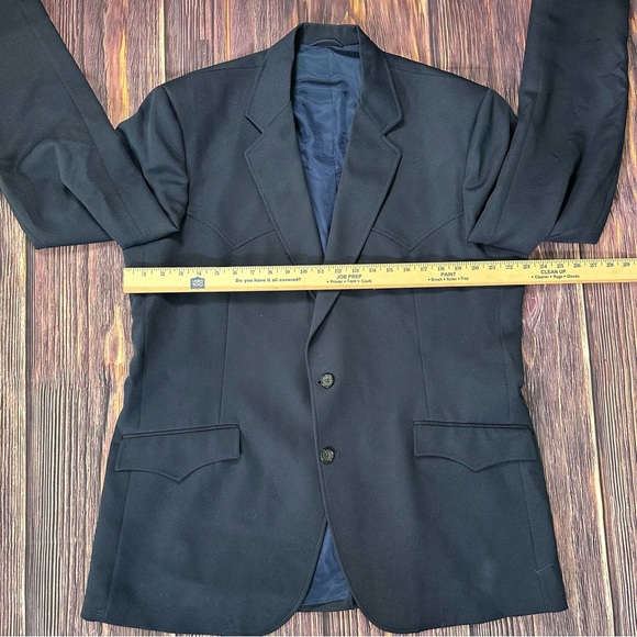 Vintage Circle S Sport Coat 46L Navy Blue USA Mens Ranch Western Wear Blazer - Picture 7 of 9